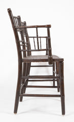 American Three Seat Sheraton Spindle Back Bench