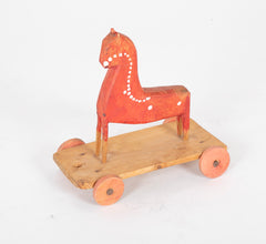 Early 20th Century Pull Toy Horse in Red & White Paint