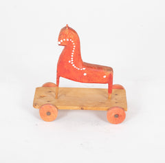 Early 20th Century Pull Toy Horse in Red & White Paint