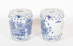 A Pair of Chinese Export Porcelain Stools with Peacock Decor