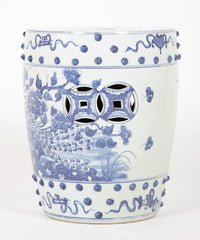 A Pair of Chinese Export Porcelain Stools with Peacock Decor