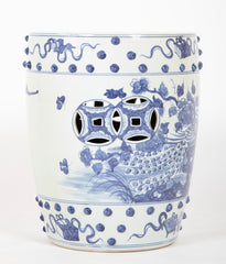 A Pair of Chinese Export Porcelain Stools with Peacock Decor