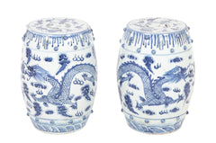 A Pair of Chinese Export Porcelain Stools with Peacock Decor