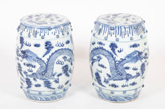 Pair of Chinese Export Blue & White Garden Stools