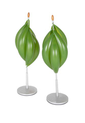 Mid-Century Aluminum Lamps with Avocado Colored Resin Shades