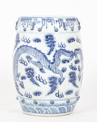 Pair of Chinese Export Blue & White Garden Stools
