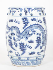 Pair of Chinese Export Blue & White Garden Stools