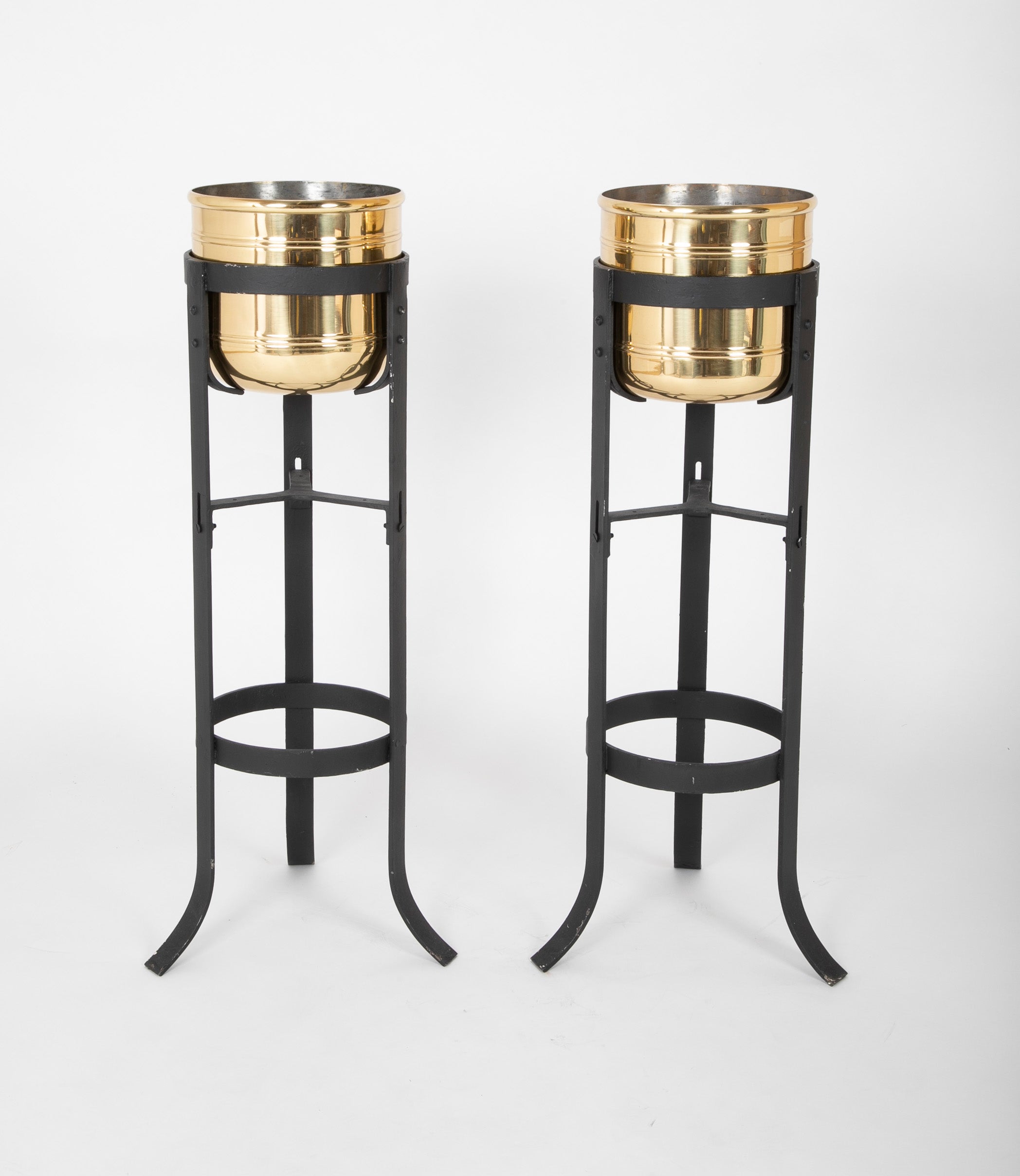 A Pair of French Bronze and Iron Planters