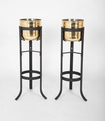 A Pair of French Bronze and Iron Planters