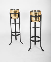 A Pair of French Bronze and Iron Planters