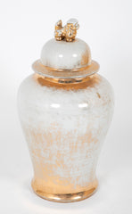 Late 20th Century Chinese Partially Gilt Large Covered Urn