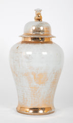 Late 20th Century Chinese Partially Gilt Large Covered Urn
