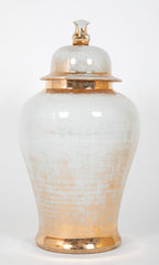 Late 20th Century Chinese Partially Gilt Large Covered Urn