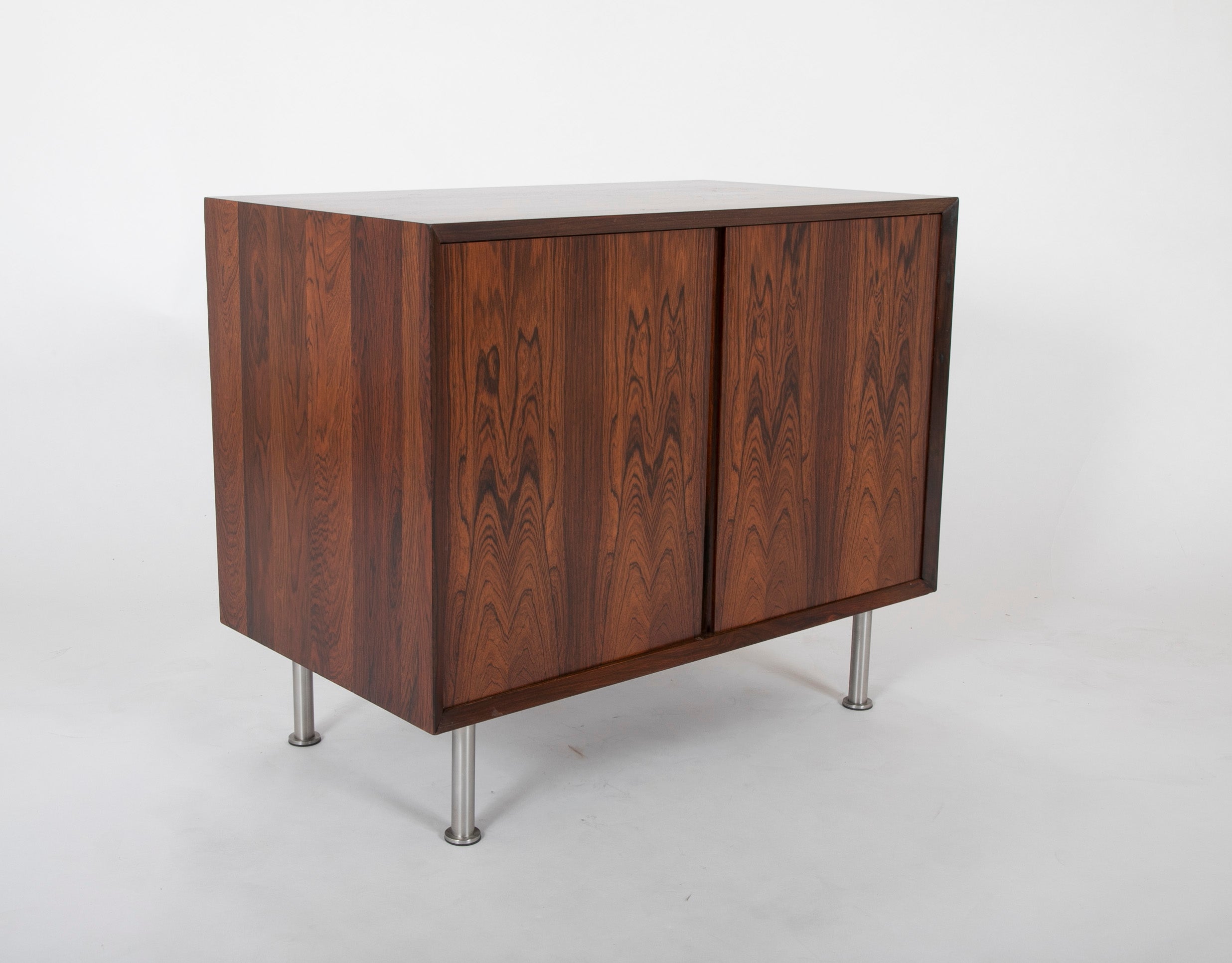 Rosewood Bedside Cabinet with Chrome Legs