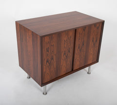 Rosewood Bedside Cabinet with Chrome Legs
