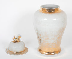 Late 20th Century Chinese Partially Gilt Large Covered Urn