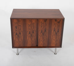 Rosewood Bedside Cabinet with Chrome Legs