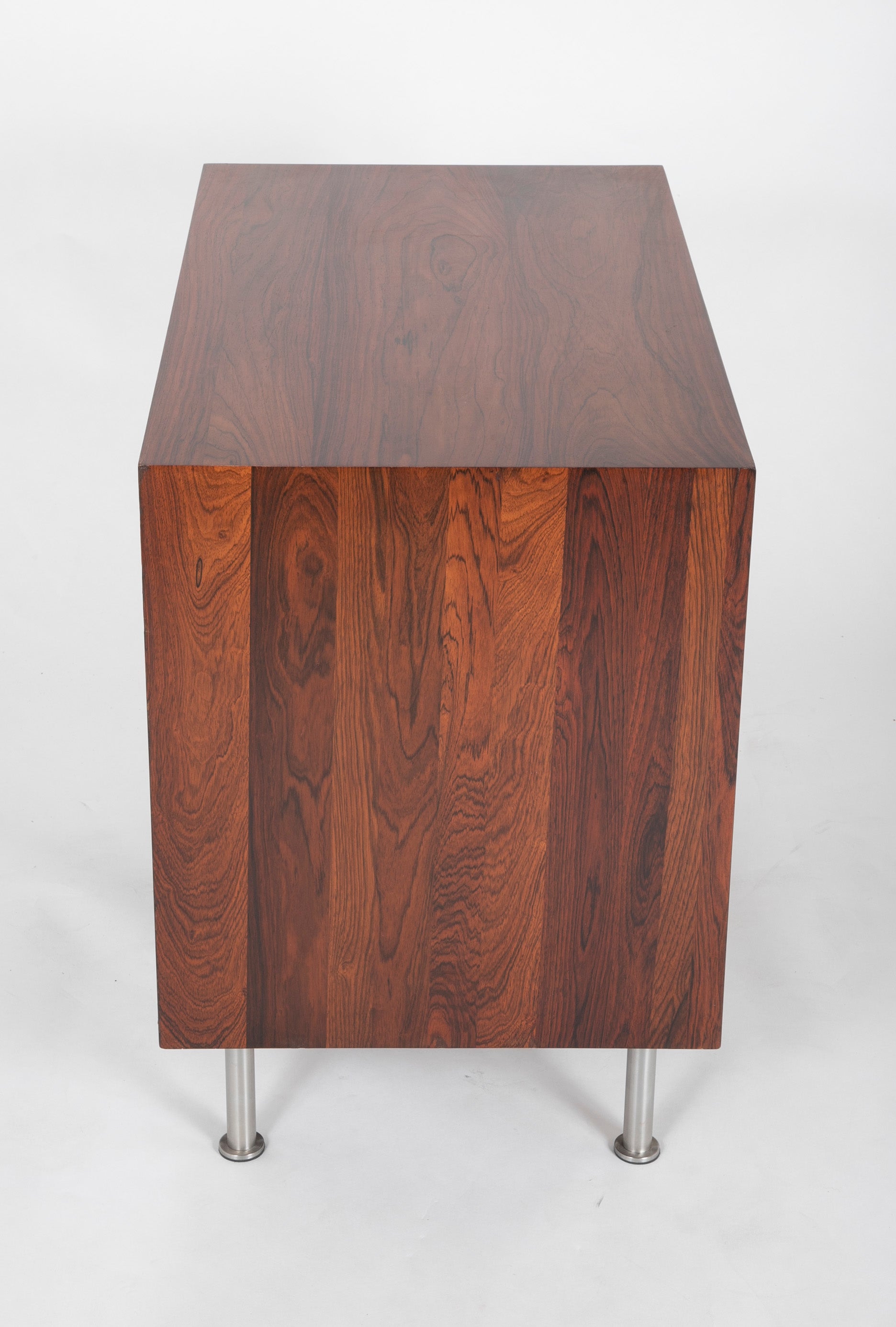 Rosewood Bedside Cabinet with Chrome Legs