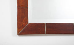 A Large and Important Signed Karl Springer Mirror with Lacquered Goatskin Frame in Tortoise Color