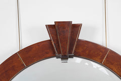 A Large and Important Signed Karl Springer Mirror with Lacquered Goatskin Frame in Tortoise Color