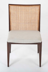 A Set of Eight Walnut and Caned Dining Chairs Designed by Edward Wormley.