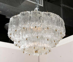 Three-Tier Murano Glass Chandelier by Barovier & Toso