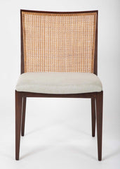 A Set of Eight Walnut and Caned Dining Chairs Designed by Edward Wormley.