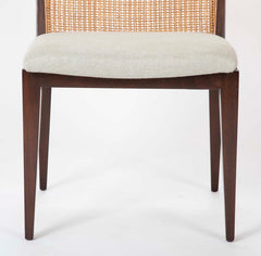 A Set of Eight Walnut and Caned Dining Chairs Designed by Edward Wormley.
