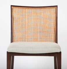 A Set of Eight Walnut and Caned Dining Chairs Designed by Edward Wormley.