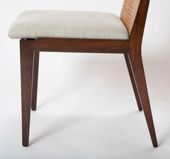 A Set of Eight Walnut and Caned Dining Chairs Designed by Edward Wormley.