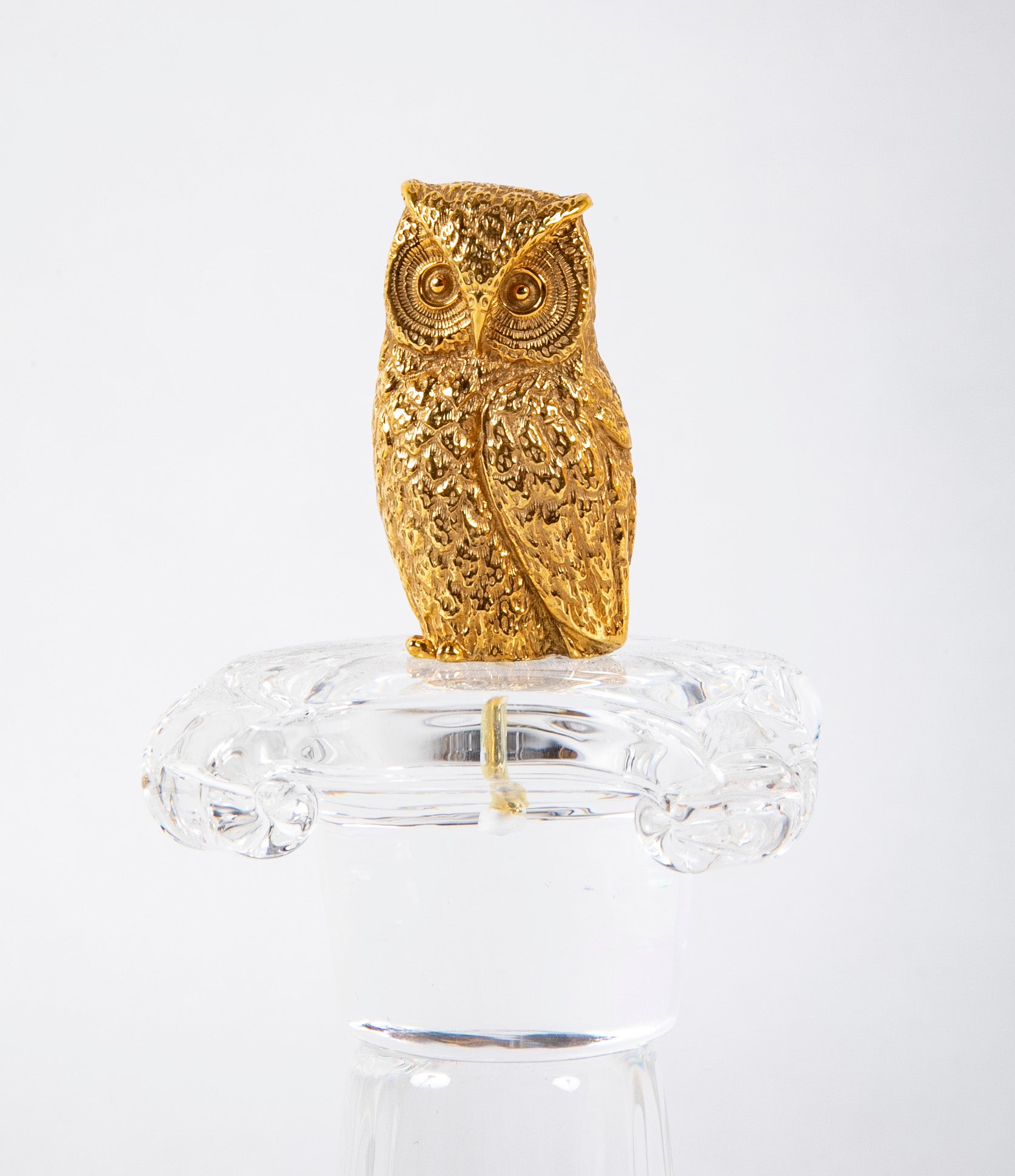 Steuben Owl on Crystal Column by James Houston