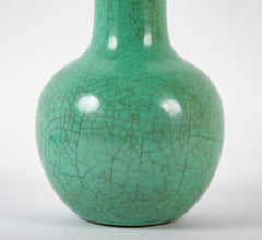 Unusual Chinese Apple Green Crackled Glaze Porcelain Bottle