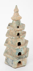 A Near Pair of Glazed Terracotta Models of Two Pagodas