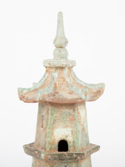 A Near Pair of Glazed Terracotta Models of Two Pagodas