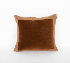 Brown Velvet Pillow with Antique Paisley Border