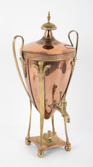 Classical Hot Water Copper & Brass Urn with Fleur de Lis and Sphinx Motif