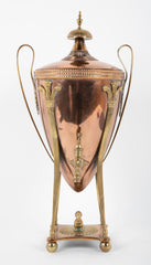 Classical Hot Water Copper & Brass Urn with Fleur de Lis and Sphinx Motif