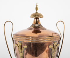 Classical Hot Water Copper & Brass Urn with Fleur de Lis and Sphinx Motif