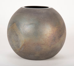 Cenedese Murano Glass Circle Vase with Iridescent Scavo Finish