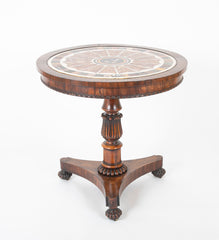 Rosewood Center Table Inset with Pietra Dura Specimen Butterflies