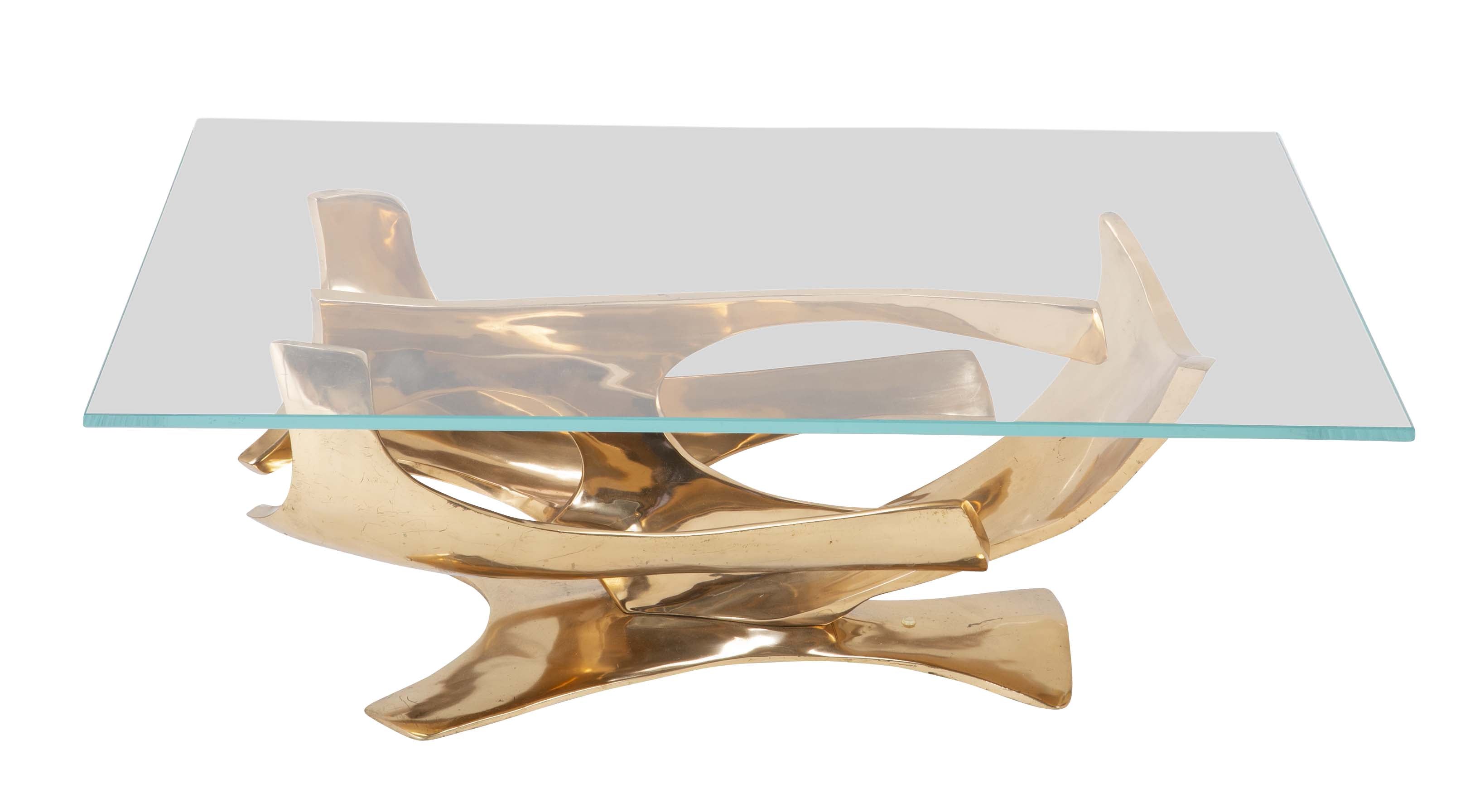 A Limited Edition Gilt Bronze Coffee Table Designed by Fred Brouard