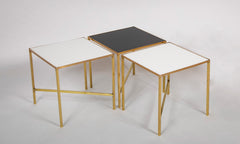 Three Brass & Glass Side Tables by Dunbar in the Style of Paul McCobb - Priced Individually