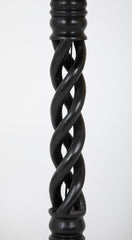 Pair of Ebonized Twisted Wood Candlesticks as Standing Lamps