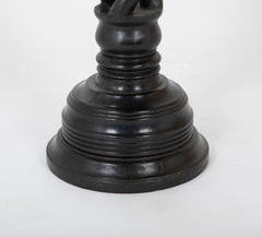 Pair of Ebonized Twisted Wood Candlesticks as Standing Lamps