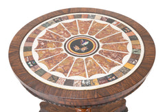 Rosewood Center Table Inset with Pietra Dura Specimen Butterflies