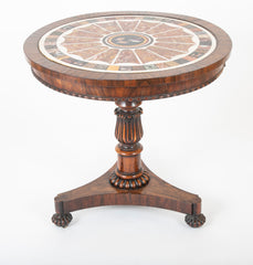 Rosewood Center Table Inset with Pietra Dura Specimen Butterflies