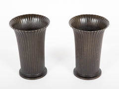 Pair of Just Andersen Patinated "Disko" Metal Vases