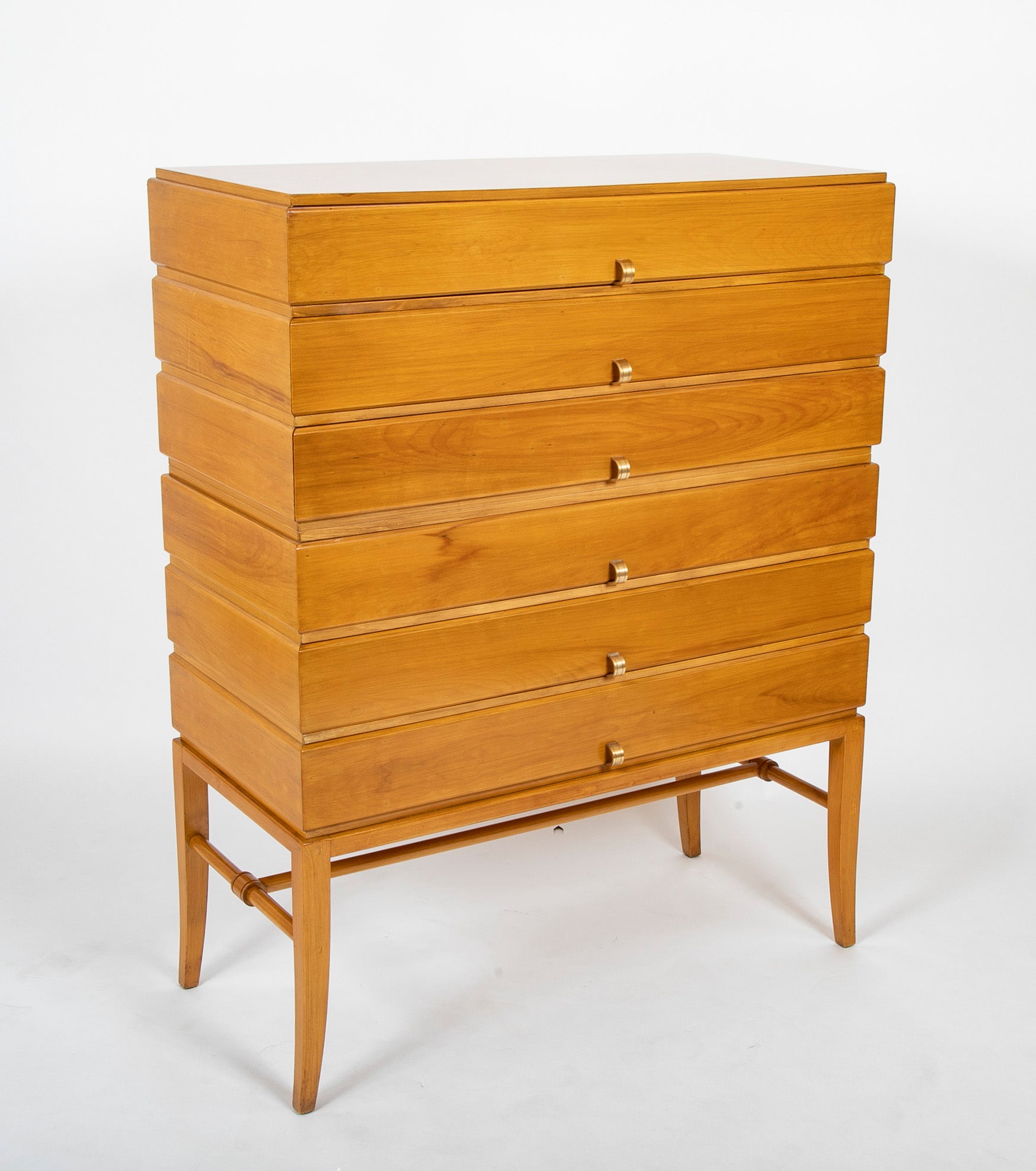 Tommi Parzinger Six Drawer High Chest on Stand