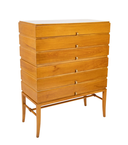 Tommi Parzinger Six Drawer High Chest on Stand
