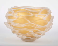 Blown Frosted & Gilt Glaze Glass Vase by Molly Stone from her "Tornado Series"